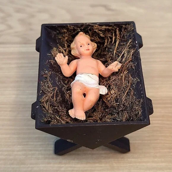 Vtg Nativity Set 9 Figurines Germany Christmas Jesus Mary Joseph Wise Men Lamb - Picture 3 of 9